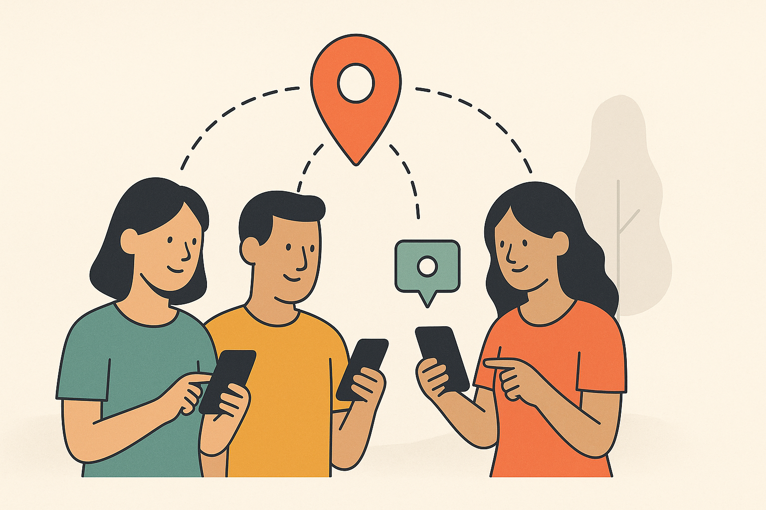 Group of friends coordinating a meetup.
